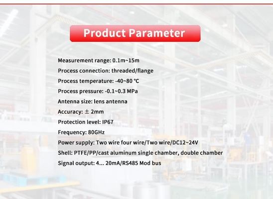 80G Solid Liquid Detection Easy Installation Millimeter Wave Radar Level Gauge