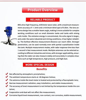 Mounting Type UNIVO UBLG-80D 80G Radar level gauge for precise solid liquid detection