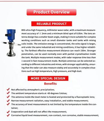 Customized UBLG-80CY UNIVO 80G Millimeter Wave Radar Level Meter for Liquid Detection